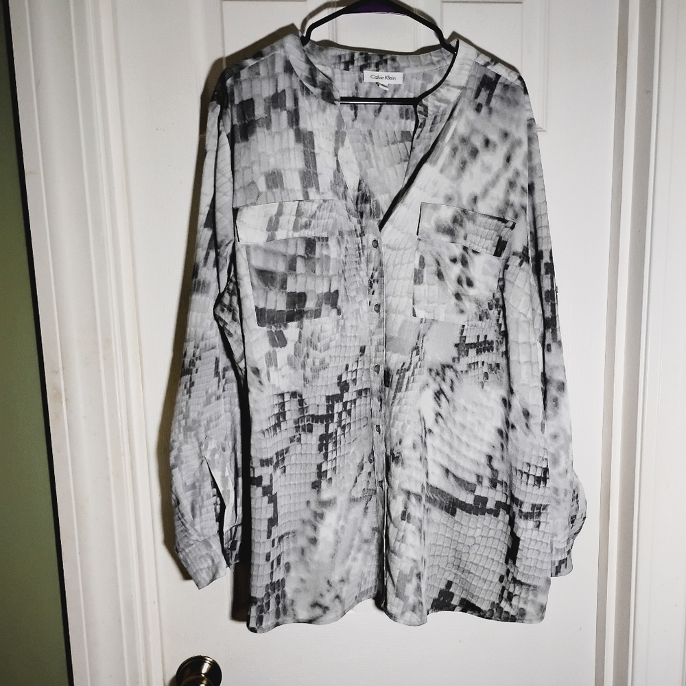 Snake Print Calvin Klein Tunic Length Blouse